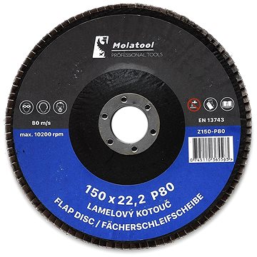 

Lamelový brusný kotouč Molatool VSM Zirkon 150 mm P80
