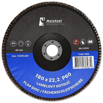 

Lamelový brusný kotouč Molatool VSM Zirkon 180 mm P60