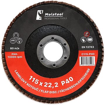 

Lamelový brusný kotouč Molatool Keramický 115 mm P40