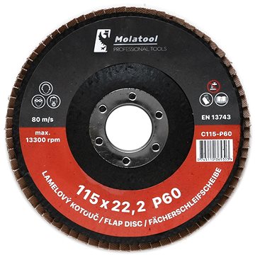 

Lamelový brusný kotouč Molatool Keramický 115 mm P60