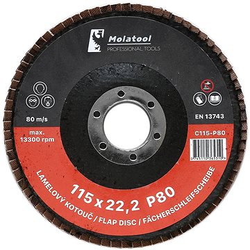 

Lamelový brusný kotouč Molatool Keramický 115 mm P80