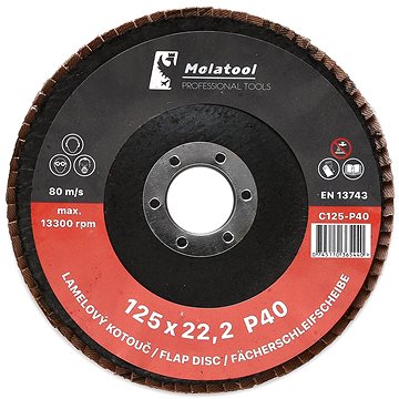 

Lamelový brusný kotouč Molatool Keramický 125 mm P40