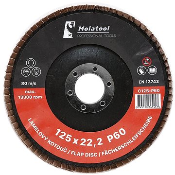 

Lamelový brusný kotouč Molatool Keramický 125 mm P60