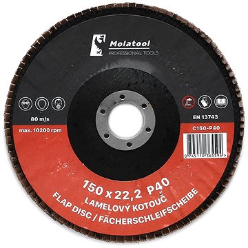 

Lamelový brusný kotouč Molatool Keramický 150 mm P40