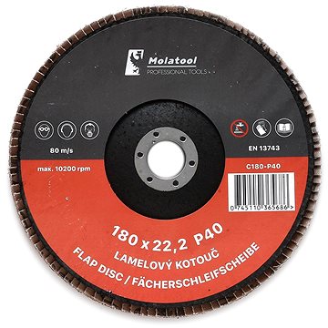 

Lamelový brusný kotouč Molatool Keramický 180 mm P40