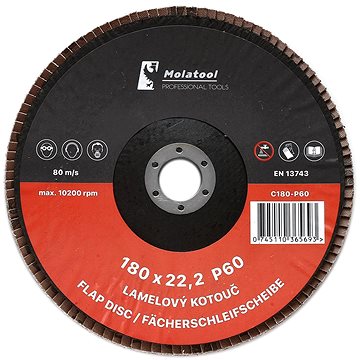 

Lamelový brusný kotouč Molatool Keramický 180 mm P60