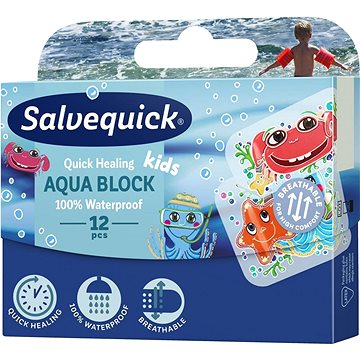 

SALVEQUICK Náplast urychlující hojení Aqua Block Kids 12 ks