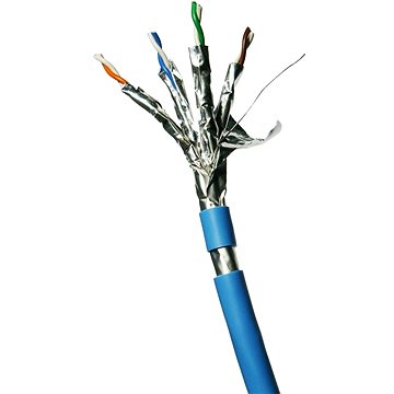 Datacom F/FTP drát CAT6A  LSOH,Eca  100m, plášť modrý - Síťový kabel