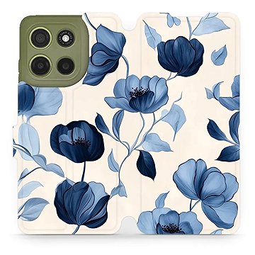 

Mobiwear flip knížkové pro Motorola Moto G15 - Modré květy