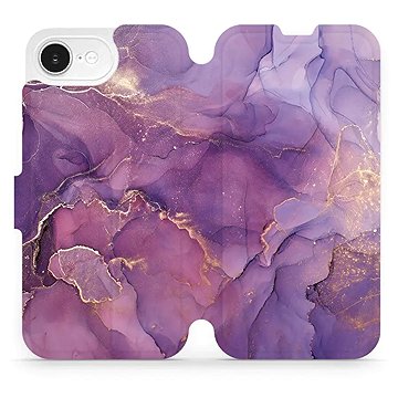 

Mobiwear flip knížkové pro Apple iPhone 16e - Fialový mramor