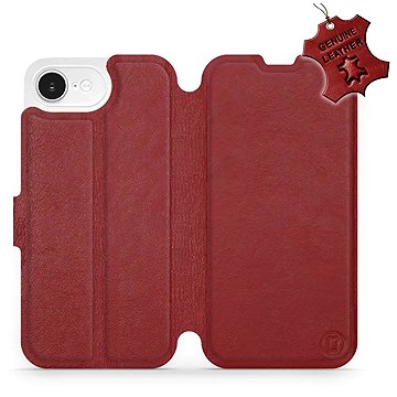 

Mobiwear Kožené flip knížkové pro Apple iPhone 16e - Tmavě červené
