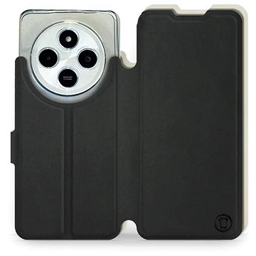 

Mobiwear Soft Touch flip knížkové pro Xiaomi Redmi 14C / Poco C75 - Černé & Béžové