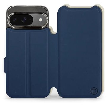 

Mobiwear Soft Touch flip knížkové pro Google Pixel 9 / 9 Pro - Modré & Béžové