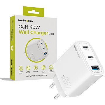 

Mobile Origin GaN 40W Wall Charger MO13 1 USB-A + 2 USB-C