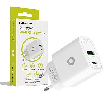 

Mobile Origin PD20W Wall Charger MO12 1 USB-A + 1 USB-C