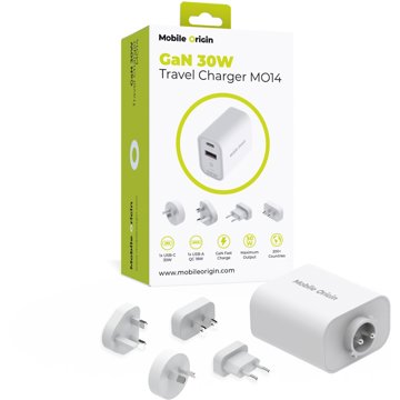 

Mobile Origin GaN 30W Travel Charger MO14, EU,USA,UK,AUS