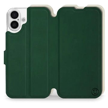 

Mobiwear Soft Touch Flip knížkové pro Apple iPhone 16 Plus - Zelené & Béžové