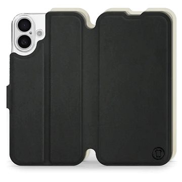 

Mobiwear Soft Touch Flip knížkové pro Apple iPhone 16 Plus - Černé & Béžové
