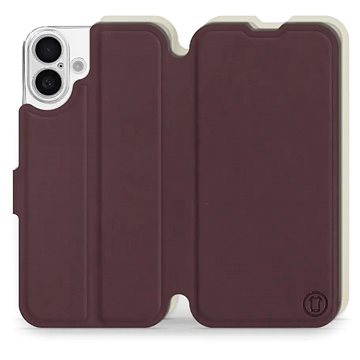

Mobiwear Soft Touch Flip knížkové pro Apple iPhone 16 Plus - Bordové & Béžové