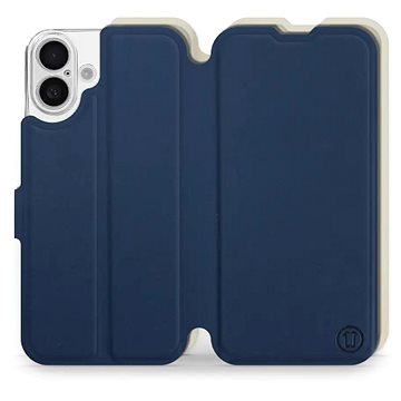 

Mobiwear Soft Touch Flip knížkové pro Apple iPhone 16 Plus - Modré & Béžové