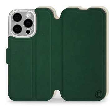 

Mobiwear Soft Touch Flip knížkové pro Apple iPhone 16 Pro - Zelené & Béžové