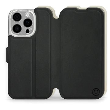 

Mobiwear Soft Touch Flip knížkové pro Apple iPhone 16 Pro - Černé & Béžové