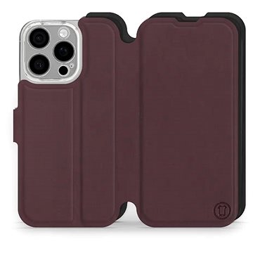 

Mobiwear Soft Touch Flip knížkové pro Apple iPhone 16 Pro - Bordové & Černé