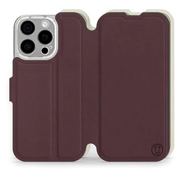 

Mobiwear Soft Touch Flip knížkové pro Apple iPhone 16 Pro - Bordové & Béžové