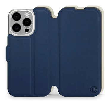 

Mobiwear Soft Touch Flip knížkové pro Apple iPhone 16 Pro - Modré & Béžové