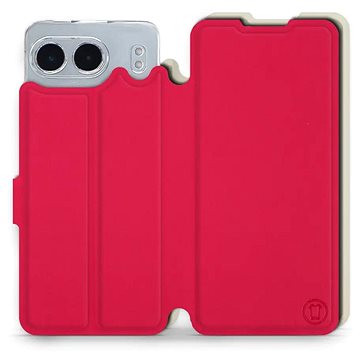 

Mobiwear Soft Touch Flip knížkové pro OnePlus Nord 4 5G - Rudé & Béžové