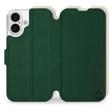 

Mobiwear Soft Touch Flip knížkové pro Apple iPhone 16 - Zelené & Béžové