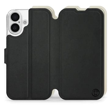 

Mobiwear Soft Touch Flip knížkové pro Apple iPhone 16 - Černé & Béžové