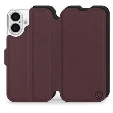 

Mobiwear Soft Touch Flip knížkové pro Apple iPhone 16 - Bordové & Černé