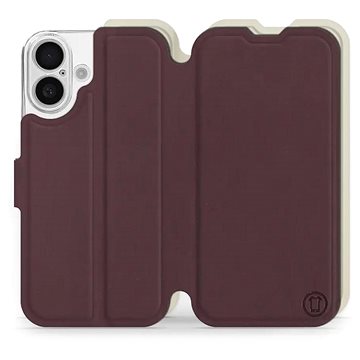 

Mobiwear Soft Touch Flip knížkové pro Apple iPhone 16 - Bordové & Béžové