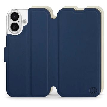 

Mobiwear Soft Touch Flip knížkové pro Apple iPhone 16 - Modré & Béžové