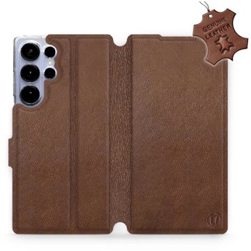 

Mobiwear kožené flip knížkové pro Samsung Galaxy S25 Ultra - Hnědé