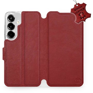 

Mobiwear kožené flip knížkové pro Samsung Galaxy S25 - Tmavě červené