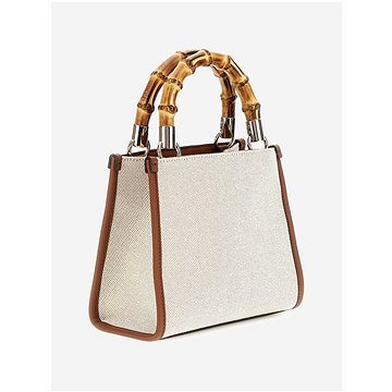 

GUESS Kabelka Kerima Bamboo Mini Tote přírodní/latté s logem