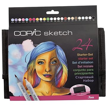 

COPIC Sketch oboustranné Brush Chisel 24 ks Starter Set v penále