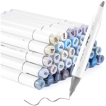 OHUHU oboustranné Brush Chisel 36 ks šedé + blender