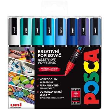 UNI Posca 5M 8 ks modré tóny