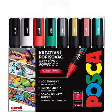 UNI Posca 5M 8 ks vánoční tóny
