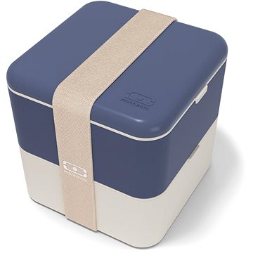 

MonBento Svačinový bento box Square Natural Blue