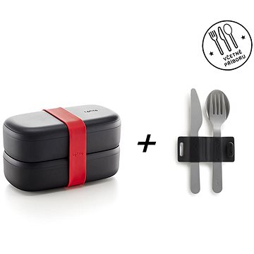 

Lékué Sada svačinový box Lunch Box To Go + Příbory Basic To Go Limited Edition