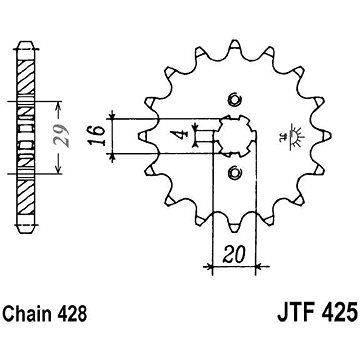 

JT řetězové kolečko JTF 425-14 14 zubů, 428
