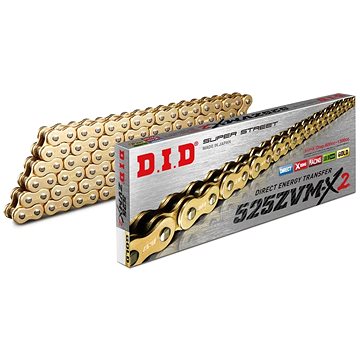 

D.I.D Chain ZVM-X série X-Kroužkový řetěz 525ZVM-X2 108 L zlatý/zlatý