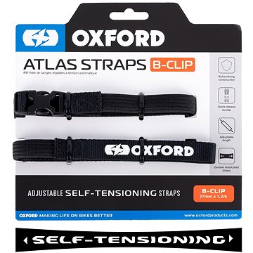 

OXFORD zavazadlové popruhy Atlas B-Clip, 2 ks, 17 mm × 1,2 m, černé