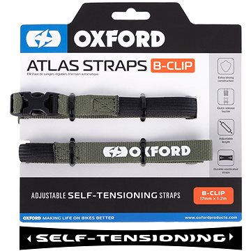 

OXFORD zavazadlové popruhy Atlas B-Clip, 2 ks, 17 mm × 1,2 m, zelené
