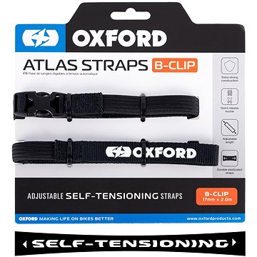 

OXFORD zavazadlové popruhy Atlas B-Clip, 2 ks, 17 mm × 2 m, černé