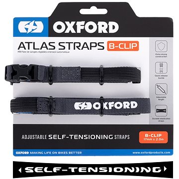 

OXFORD zavazadlové popruhy Atlas B-Clip, 2 ks, 17 mm × 2 m, šedé